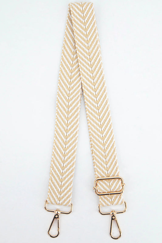 Chevron Print Bag Strap in Beige