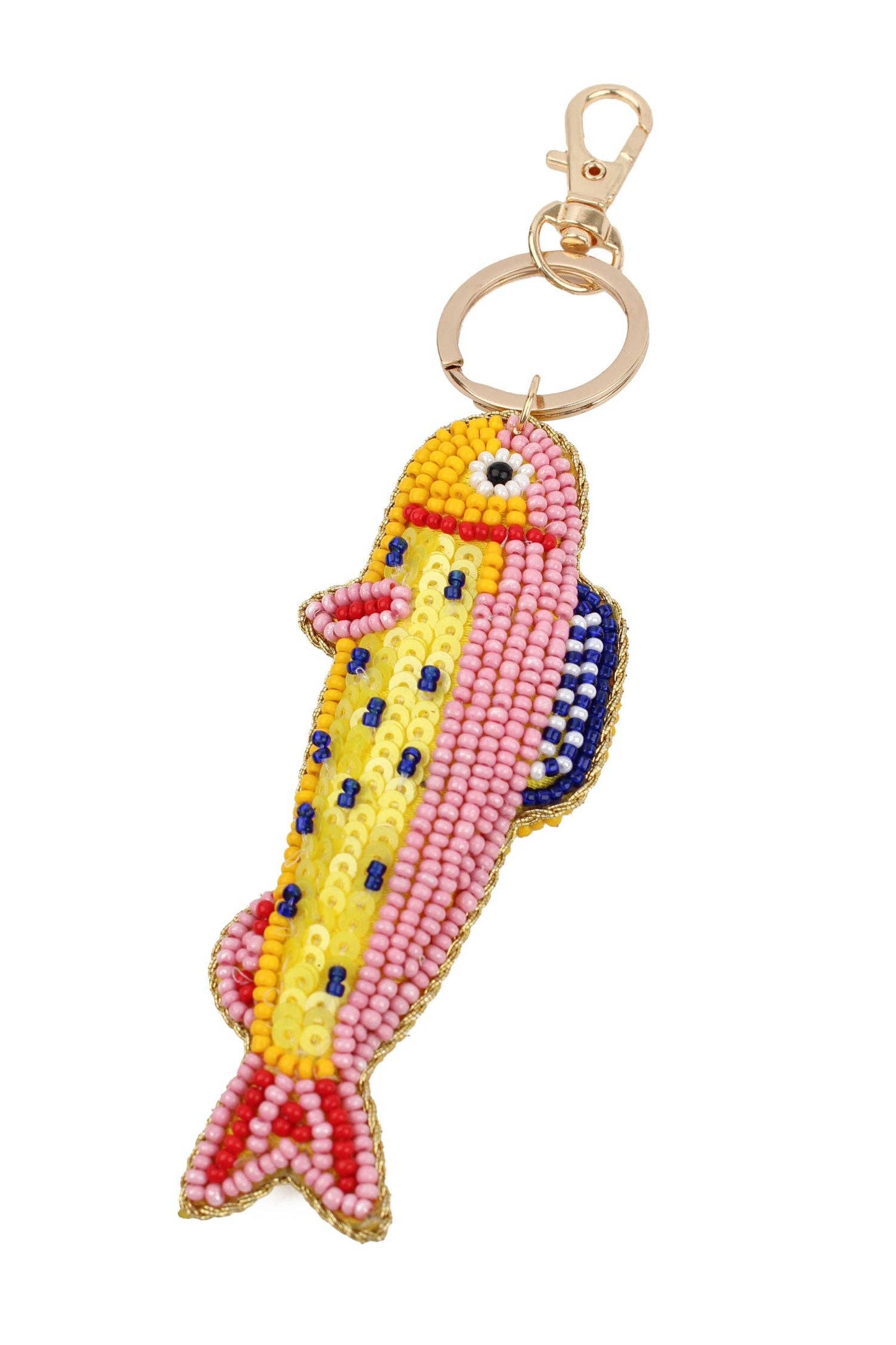 Yellow and Pink Fish Keyring or Bag Charm