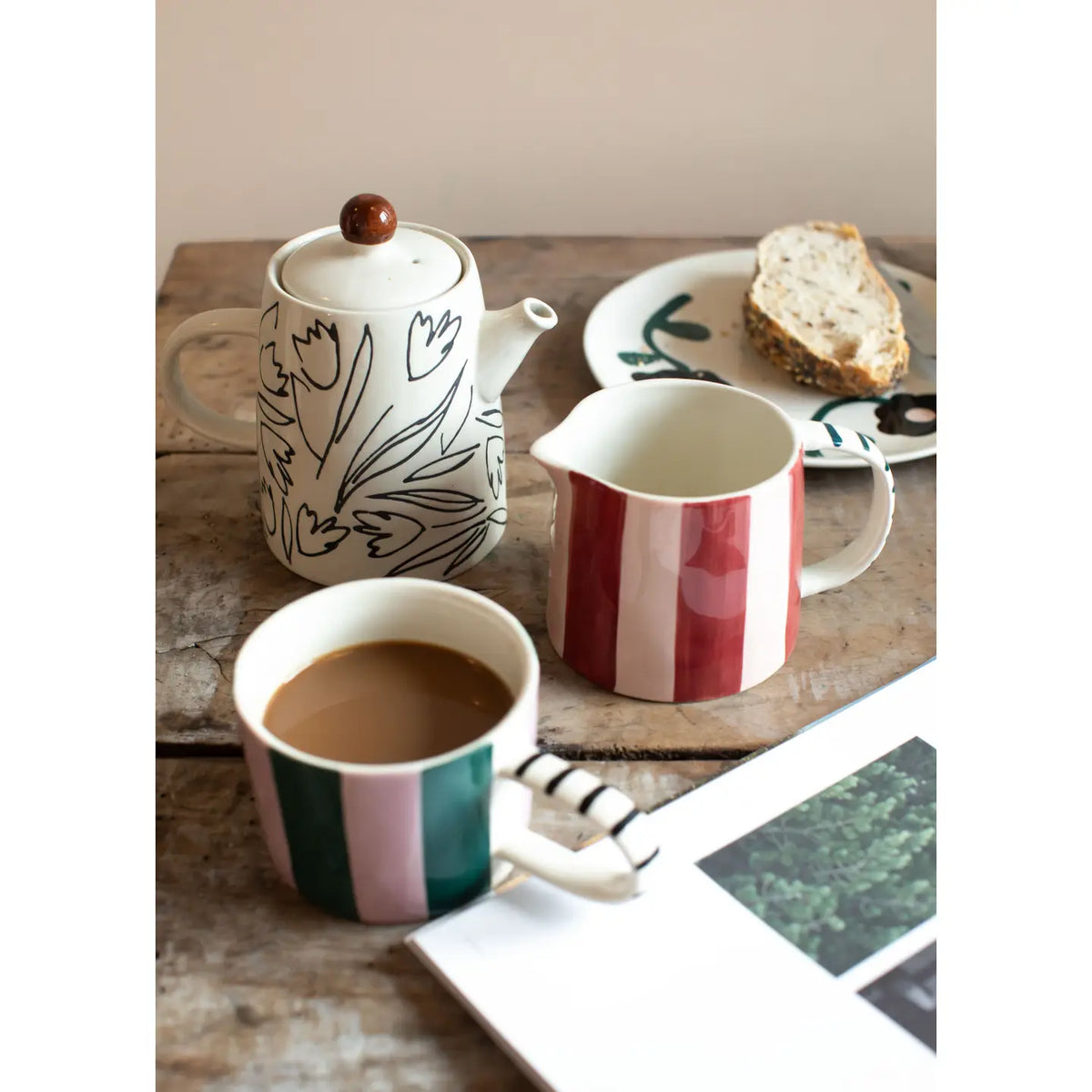 Caroline Gardner Teal and Lilac Striped Mug