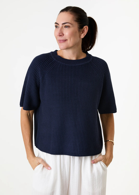 Cotton Mix Navy Short Sleeve Jumper