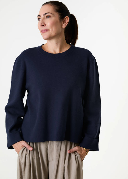 Navy Sweatshirt Style Knit