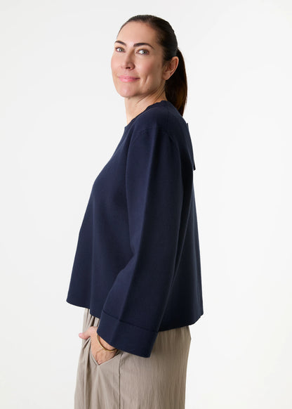 Navy Sweatshirt Style Knit