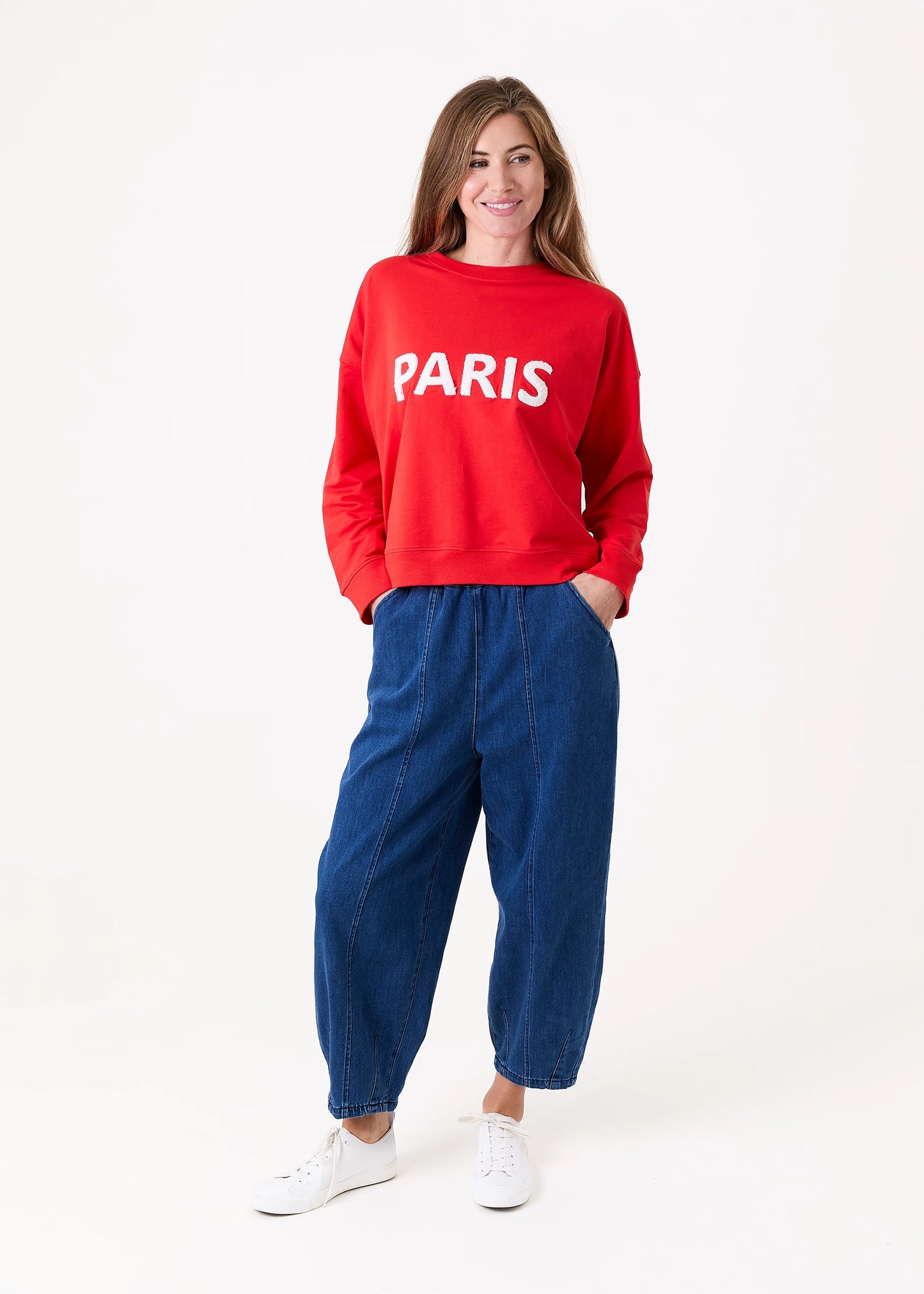 Mid Blue Denim Barrel Jeans