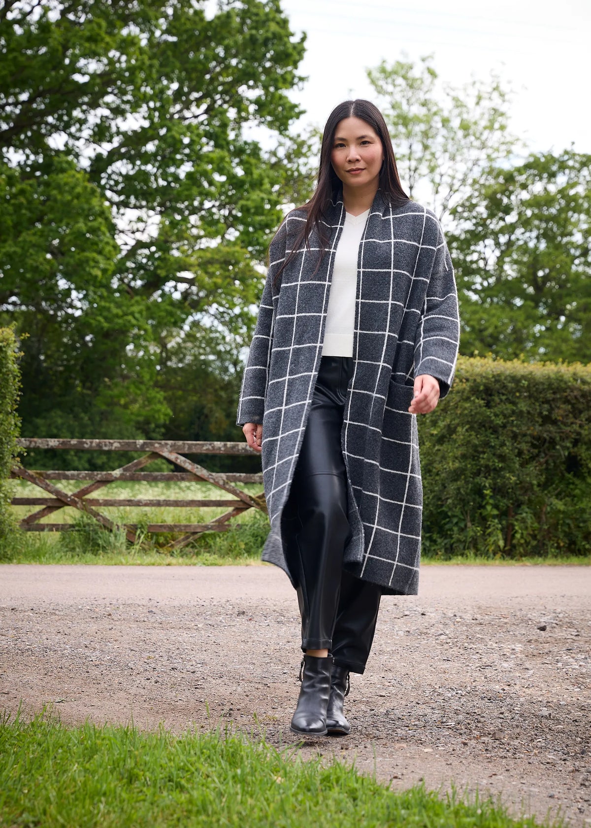 Slate Grey Check Coatigan