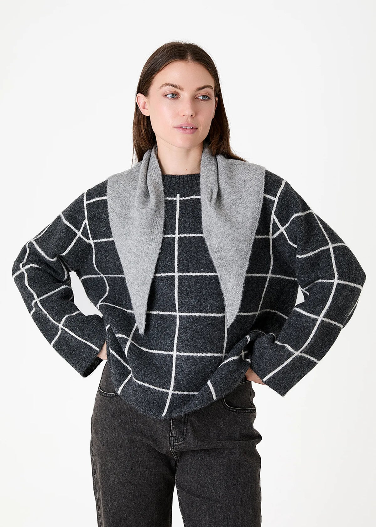 Slate Grey Check Jumper
