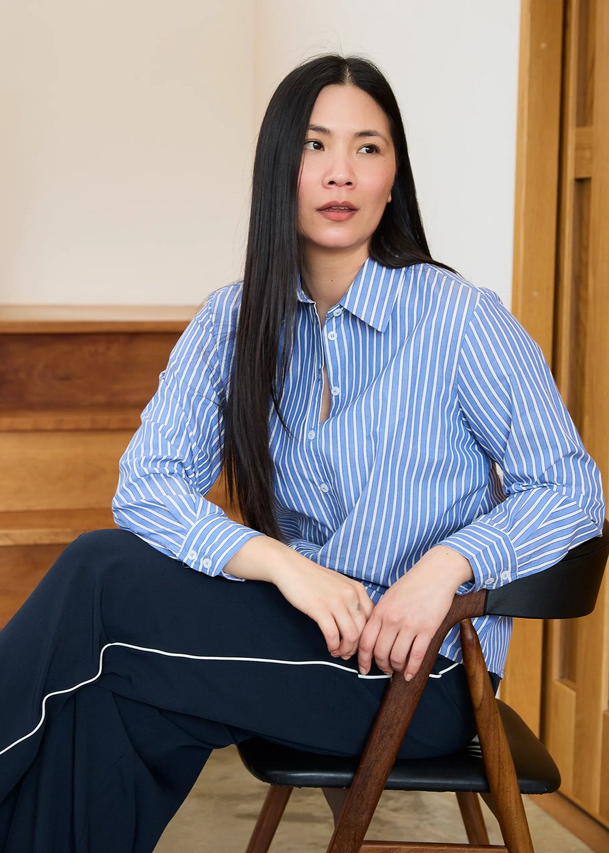 Dreams Blue Block Stripe Collar Shirt