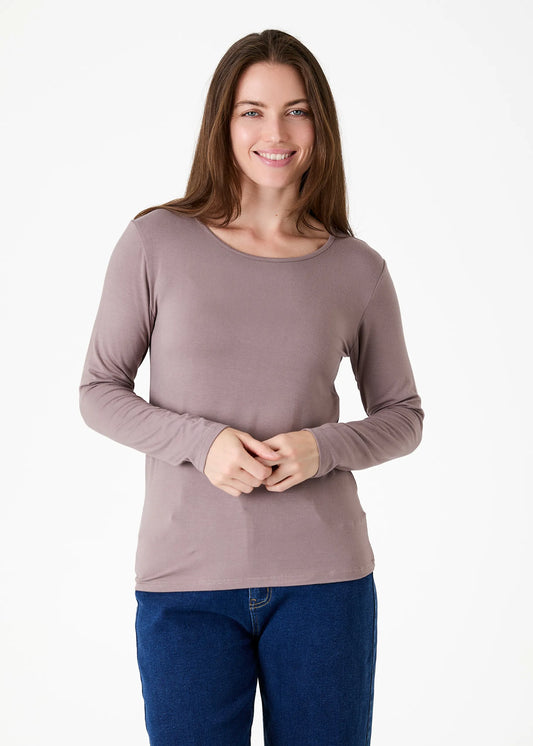Mink Long Sleeve Scoop Neck Top