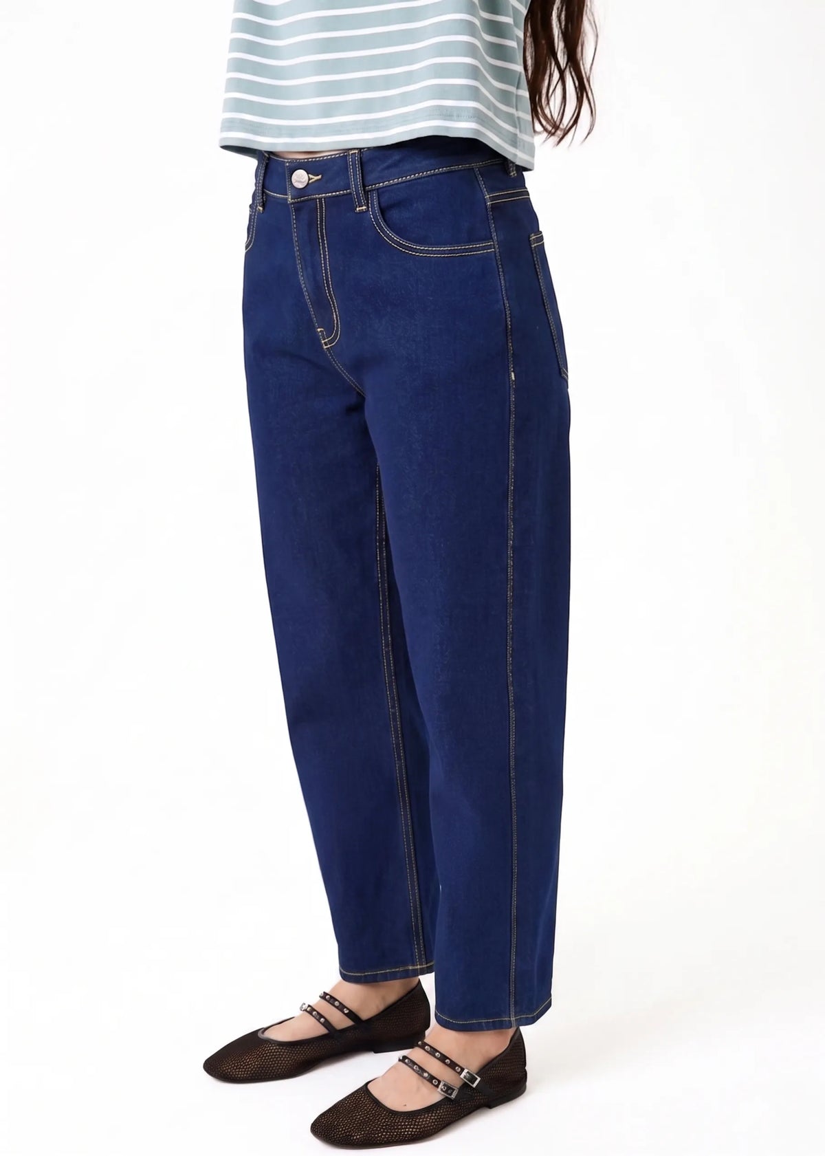 Mid Denim Barrel Jeans