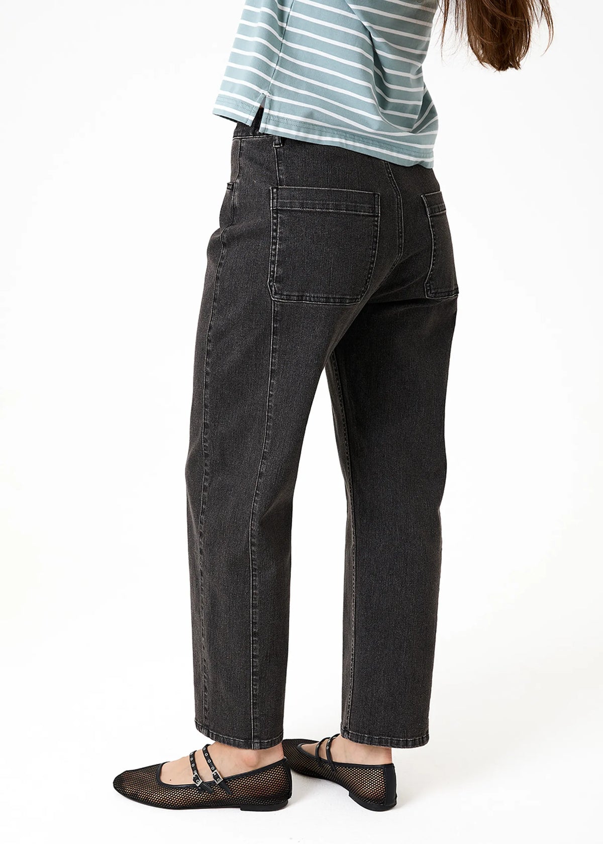 Washed Black Barrel Jeans