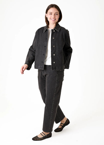 Washed Black Barrel Jeans