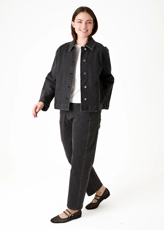Washed Black Barrel Jeans