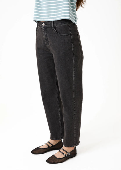Washed Black Barrel Jeans