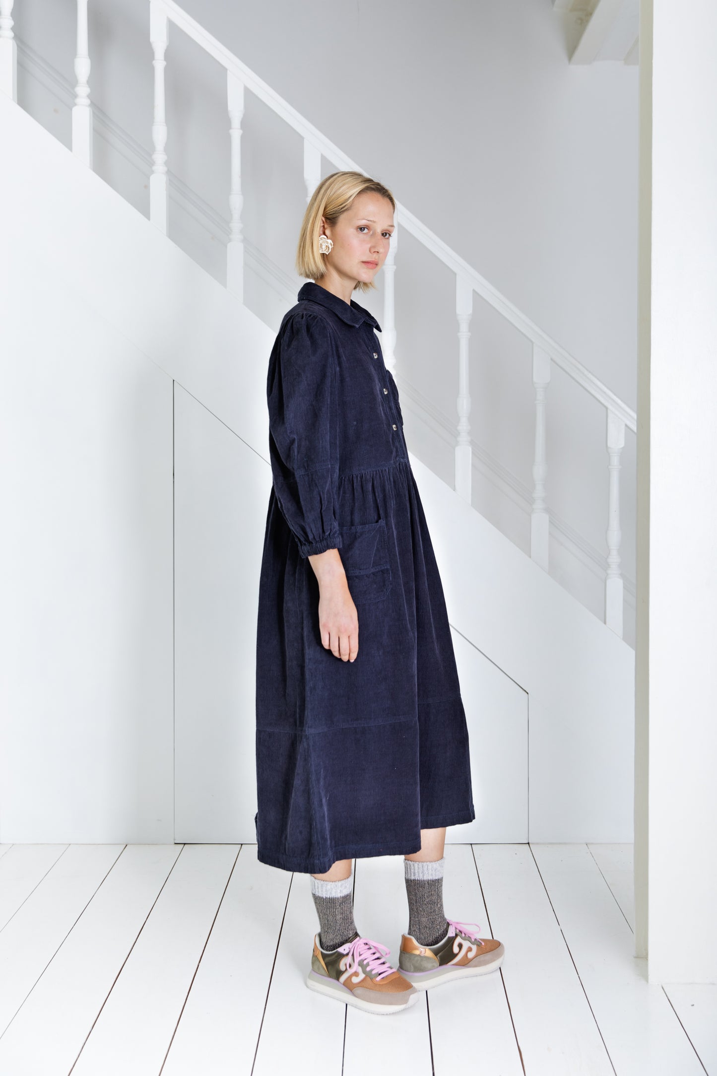 Adriane Navy Cord Dress