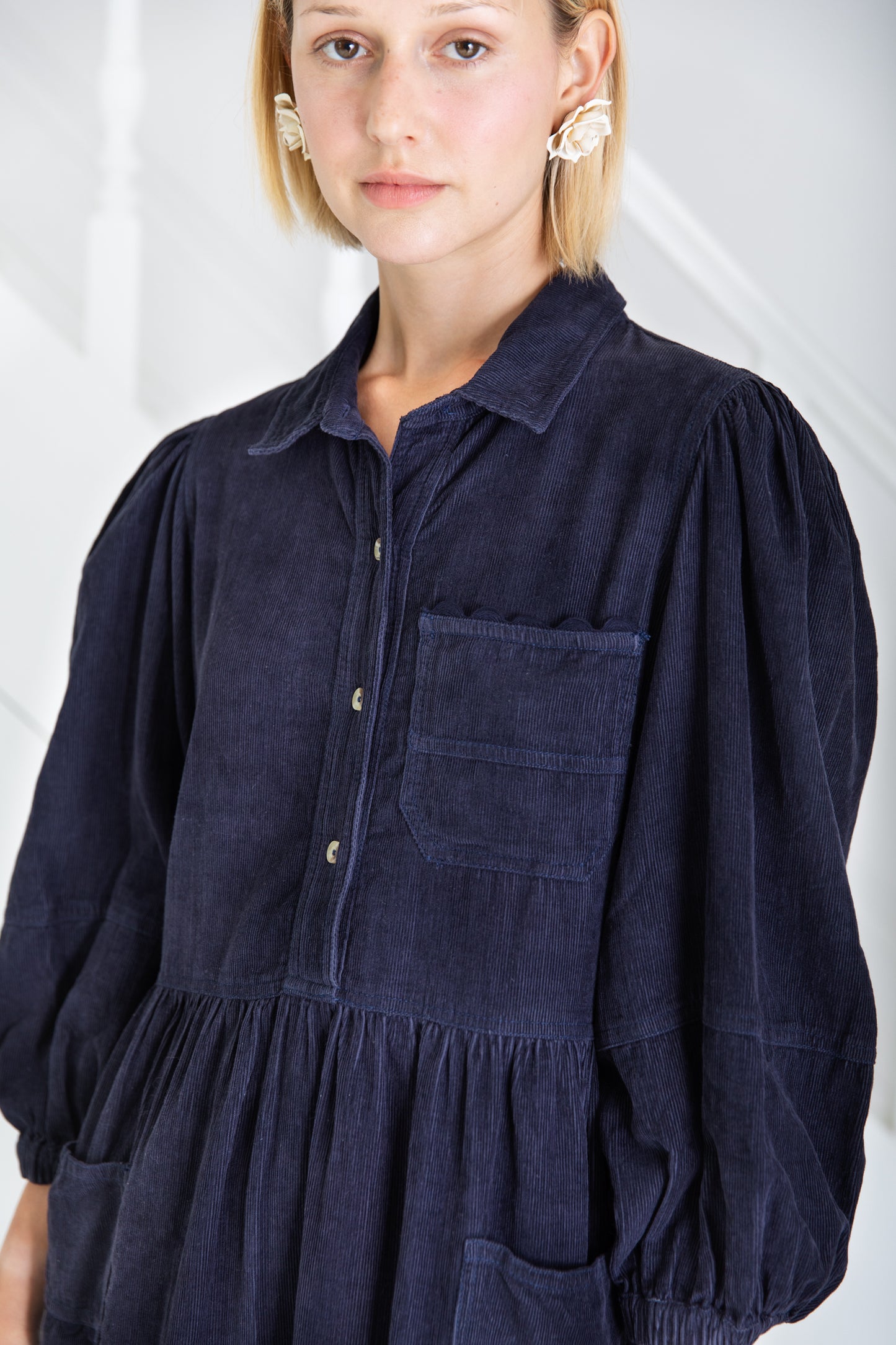 Adriane Navy Cord Dress