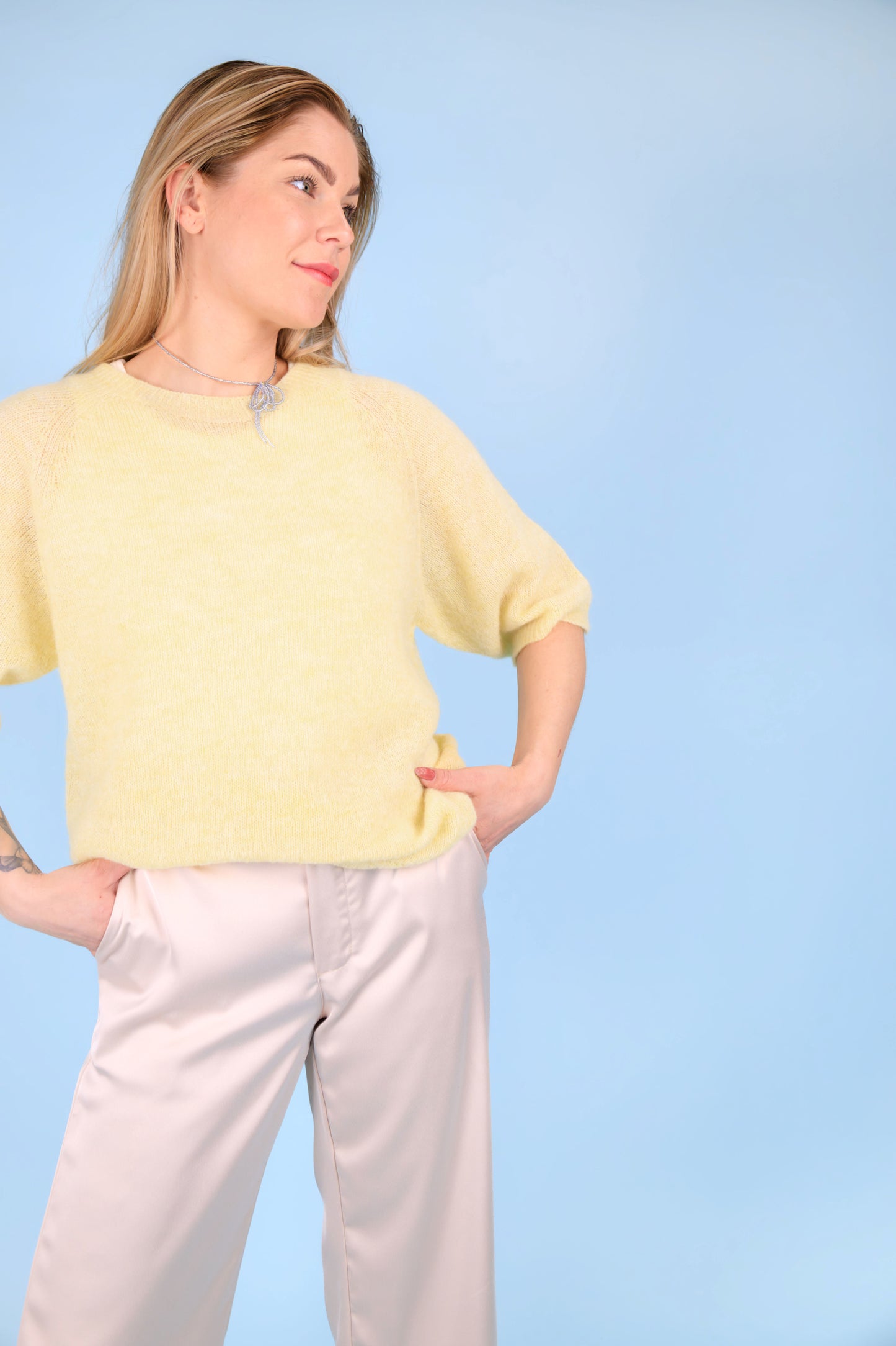 Dell Knit Short Sleeve Top - Pastel Yellow