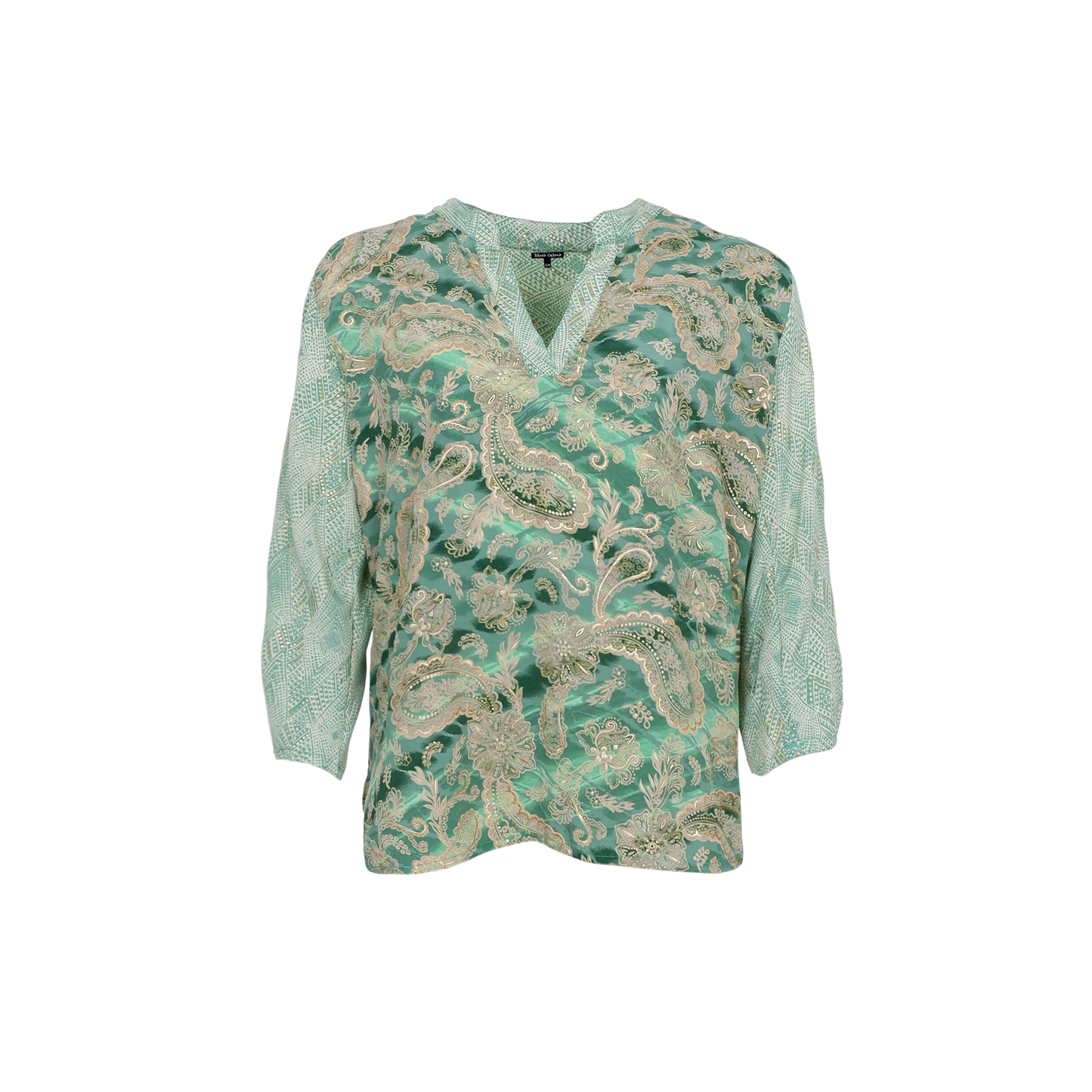 Luna Flared Sleeve Blouse in Floral Green