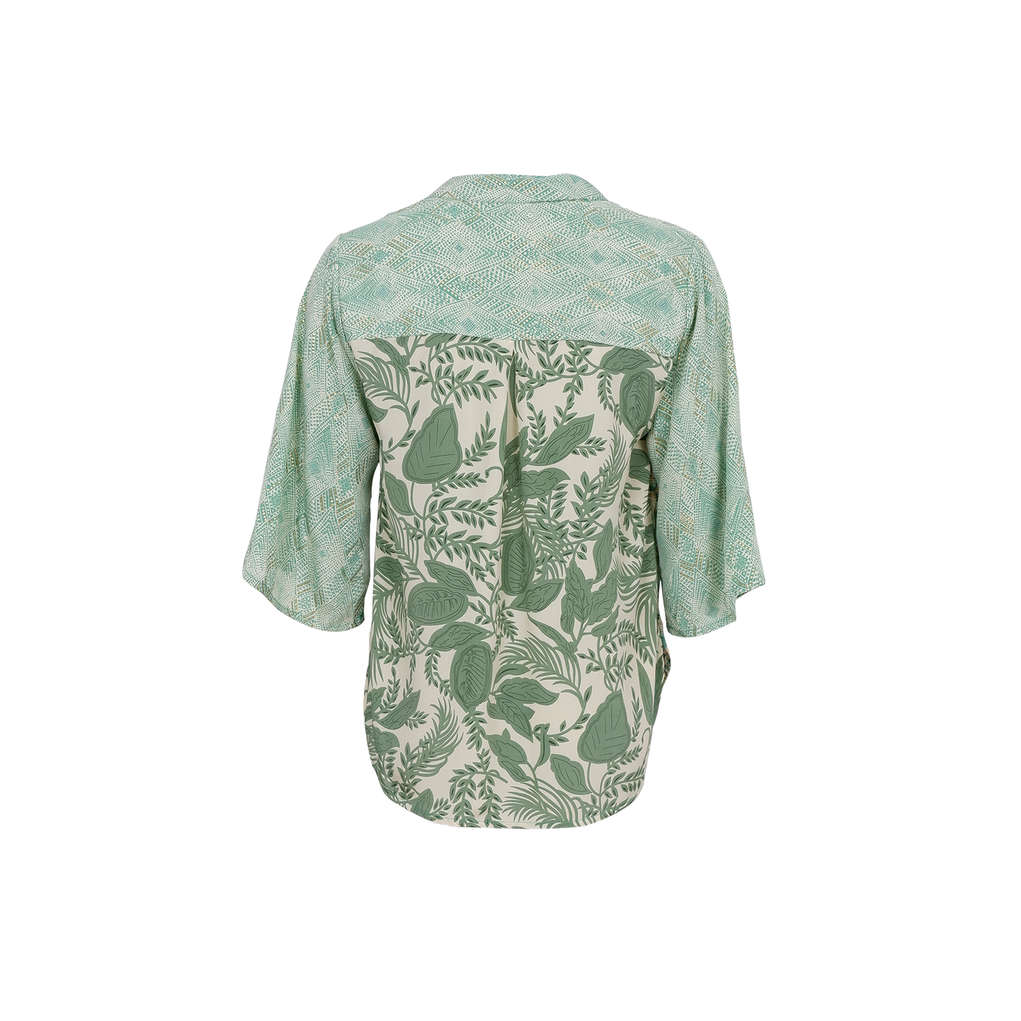 Luna Flared Sleeve Blouse in Floral Green