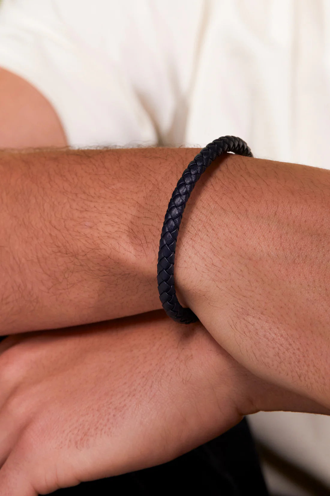 Navy Leather Bracelet