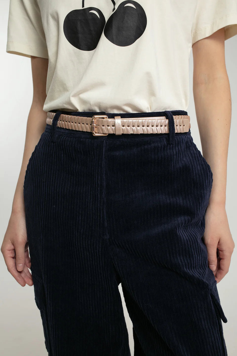 Bradley Woven Belt in Gold