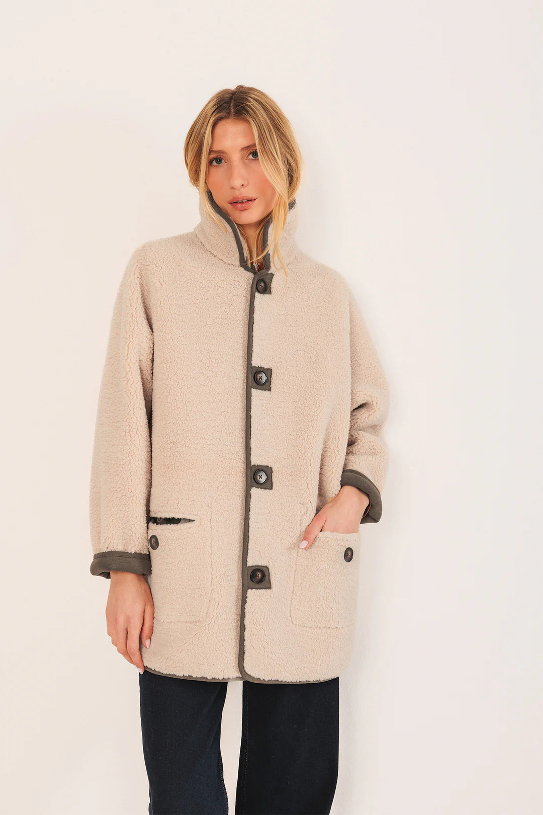 Reversible Coat in Olive