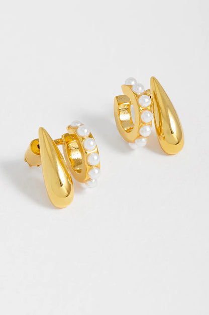 Drop & Pearl Hoop Earrings