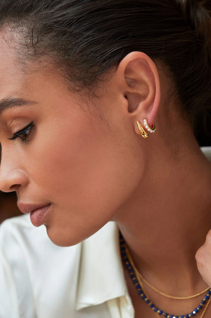 Drop & Pearl Hoop Earrings