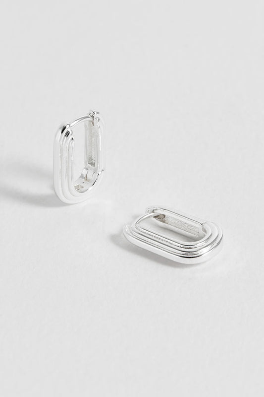 Ridged Hinge Hoops - Silver Plated