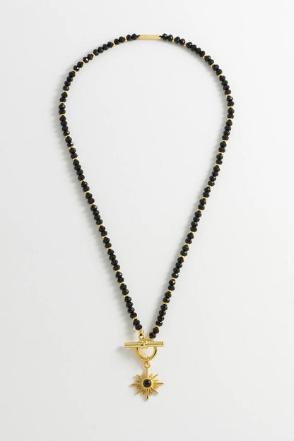 Black Agate Star Charm Necklace