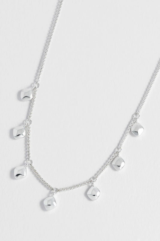 Multi Pebble Necklace - Silver Plated