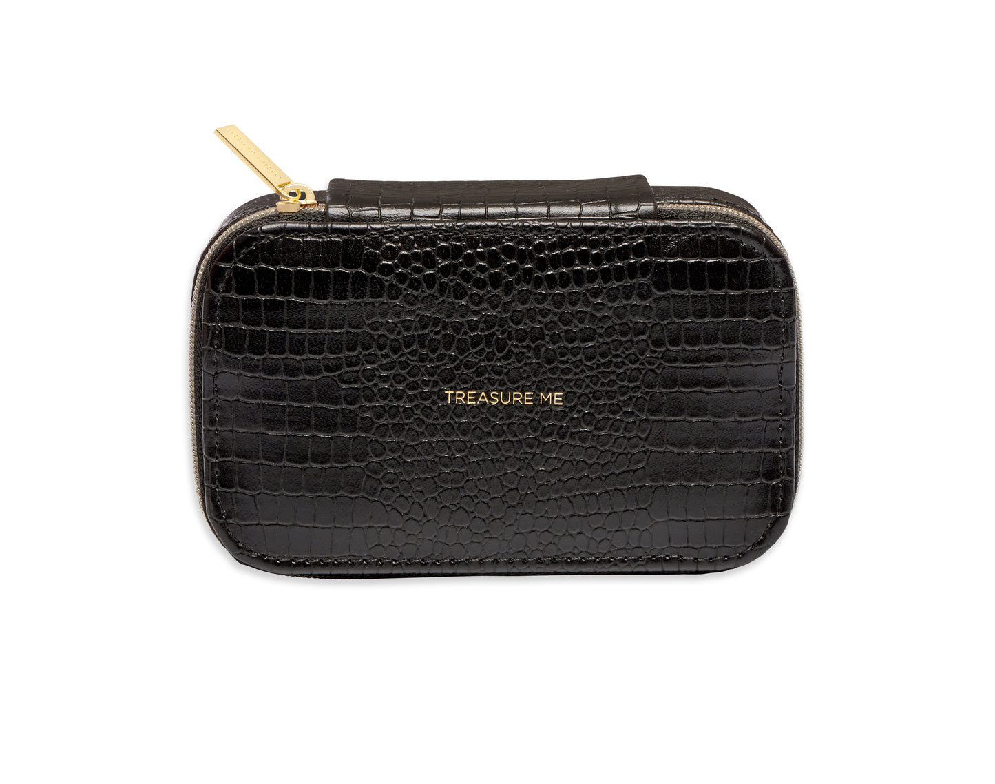 Mini Jewellery Box - Black Mock Croc