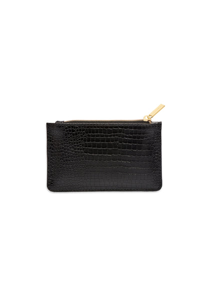 Card Purse - Black Mock Croc