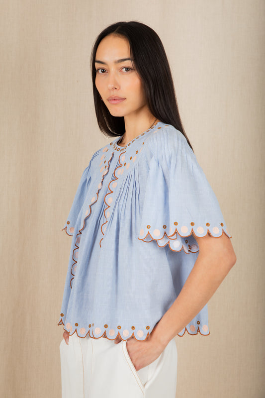 Flora Blouse in Blue