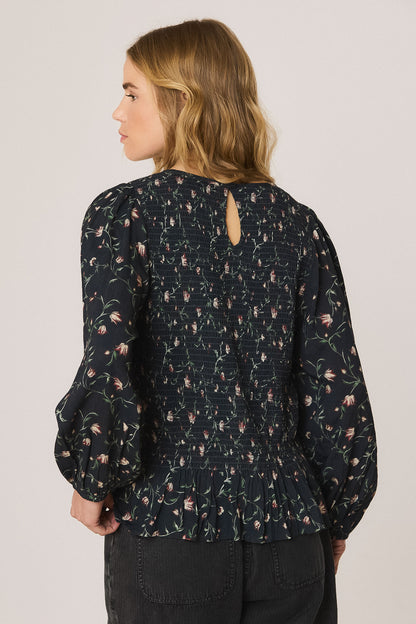 Indi & Cold Navy Floral Smock Blouse