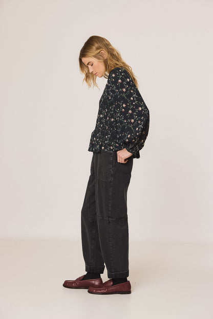 Indi & Cold Navy Floral Smock Blouse