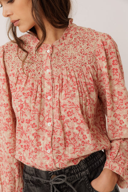 Indi & Cold Red Floral Smock Blouse