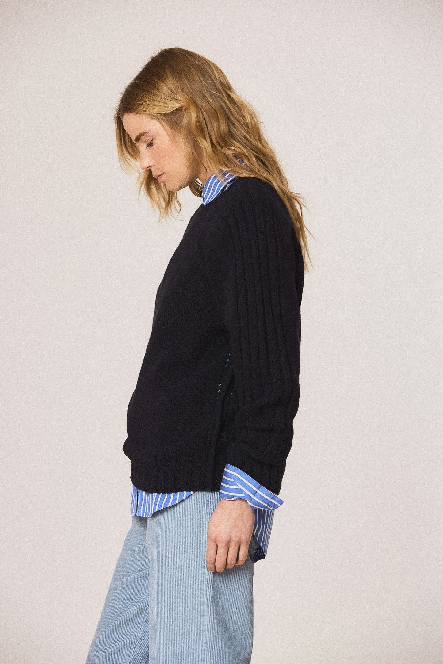 Indi & Cold Navy Ribbed Jumper