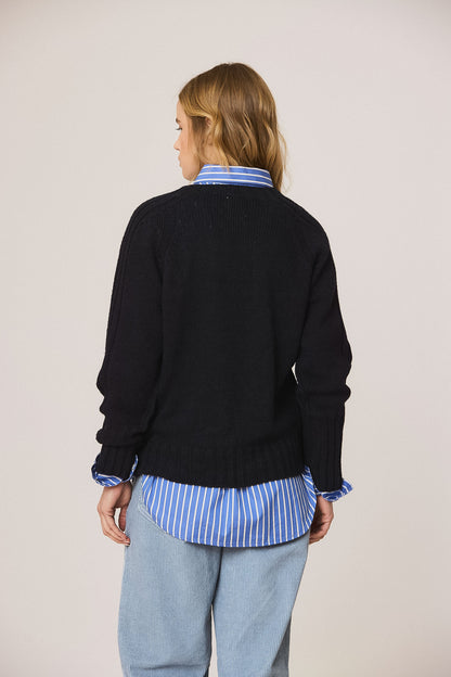 Indi & Cold Navy Ribbed Jumper