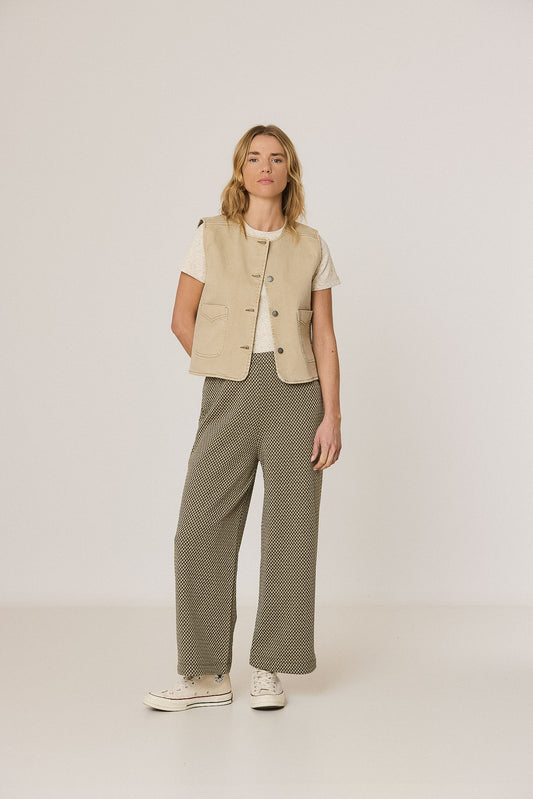 Indi & Cold Grey Checkered Wide Leg Culottes