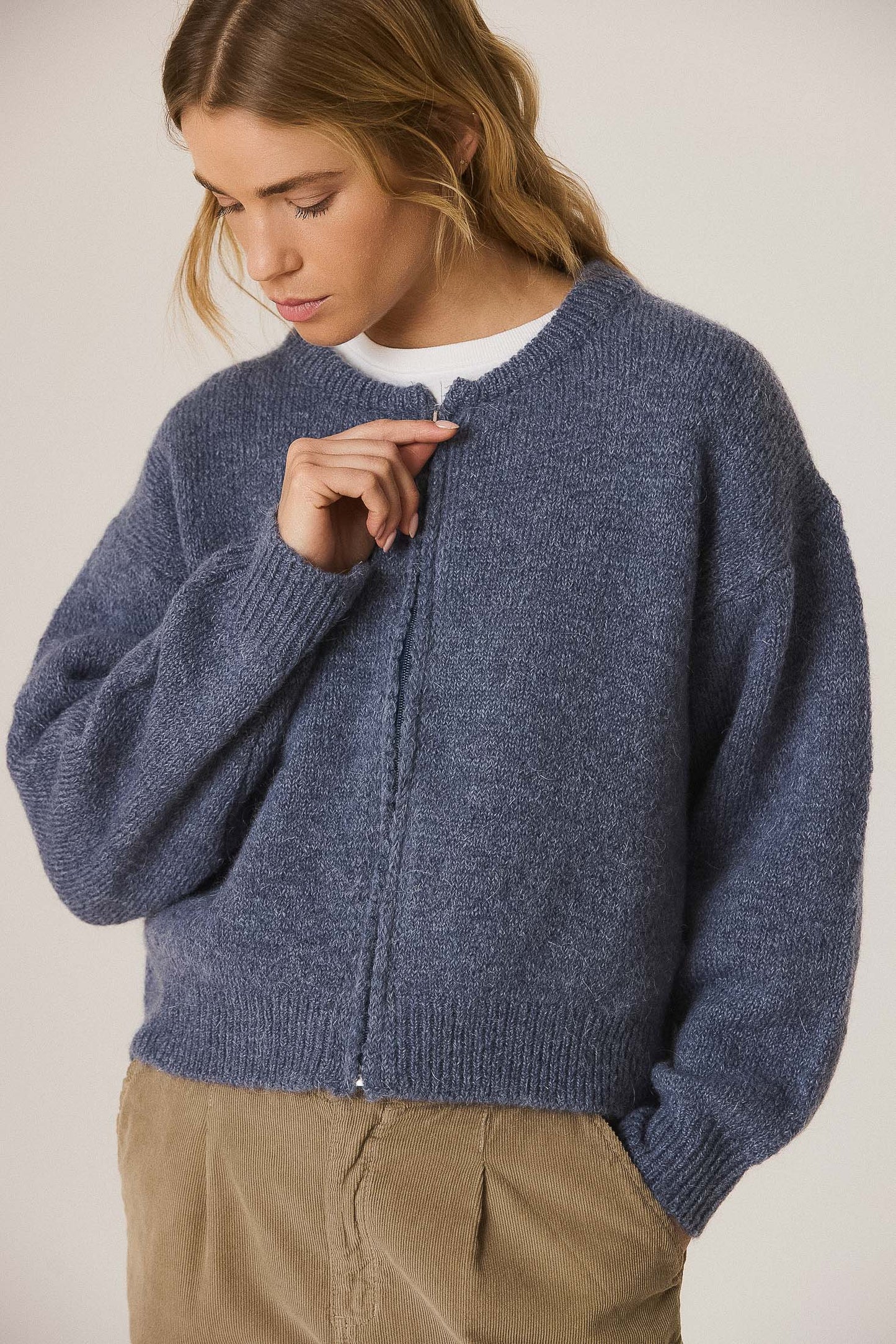 Indi & Cold Blue Zip Front Jumper