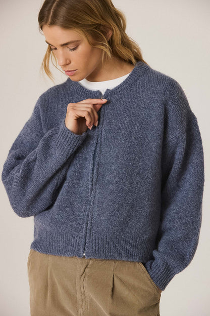 Indi & Cold Blue Zip Front Jumper