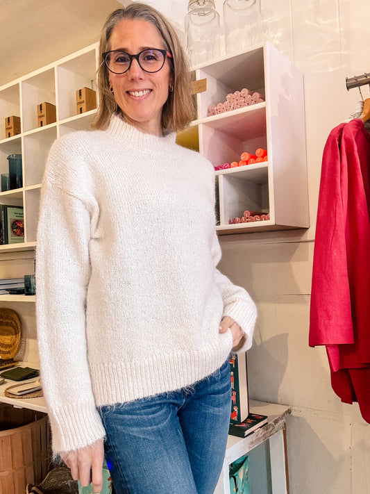 Crew Neck Jumper - Ecru