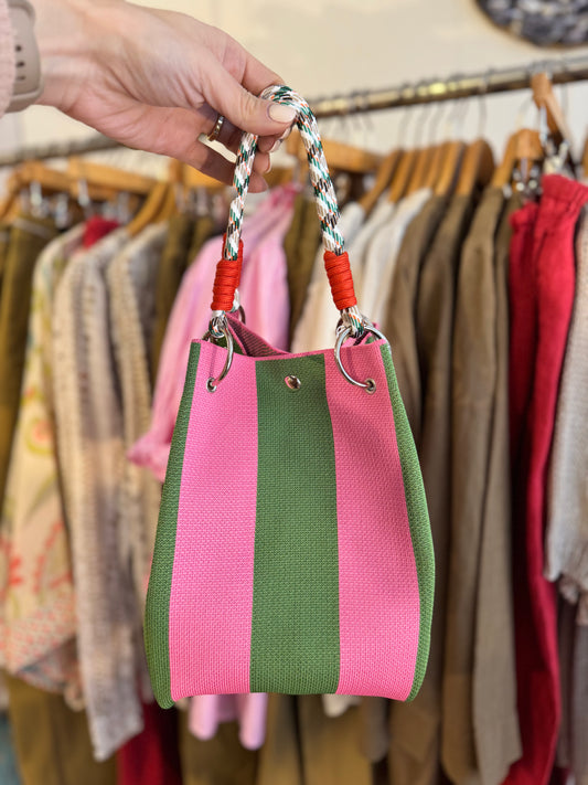 Pink/Green Stripe Handbag