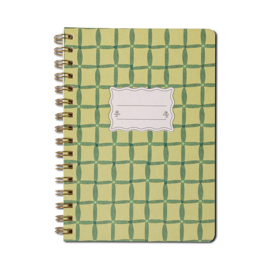 A5 Wire Notebook - Green Lattice