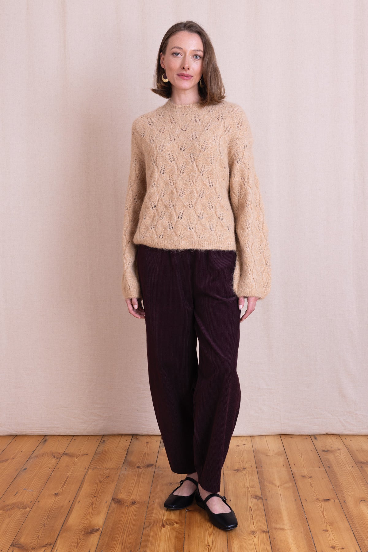 Caramel Pointelle Knit Jumper