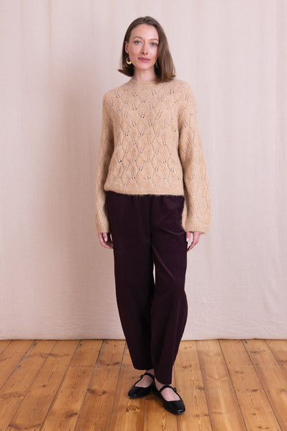 Caramel Pointelle Knit Jumper