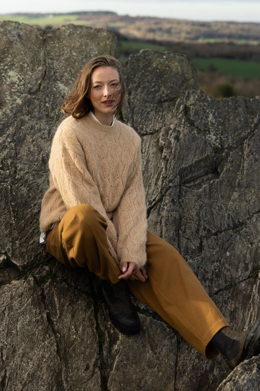 Caramel Pointelle Knit Jumper