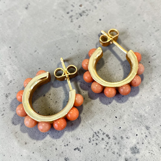 Coral Flower Hoops