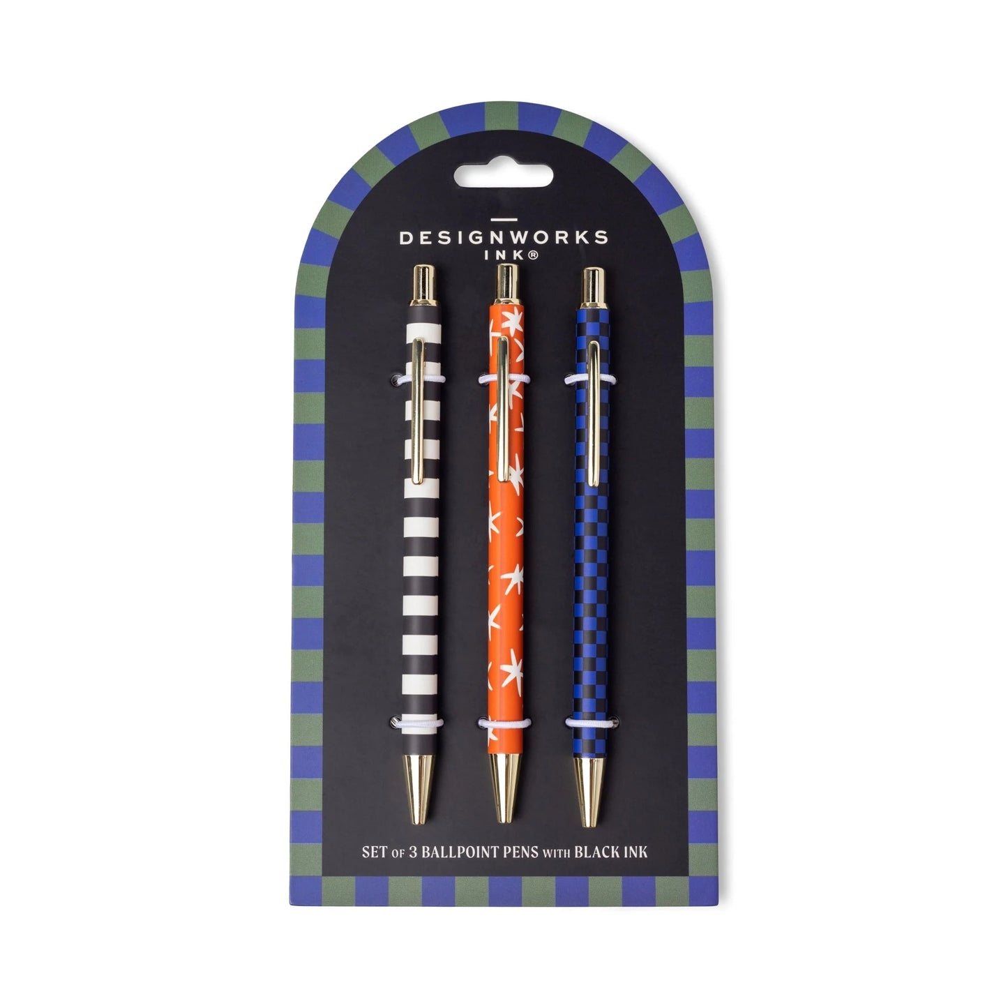 Set of 3 Pens - Stripe, Star, Check