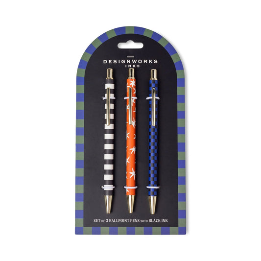 Set of 3 Pens - Stripe, Star, Check