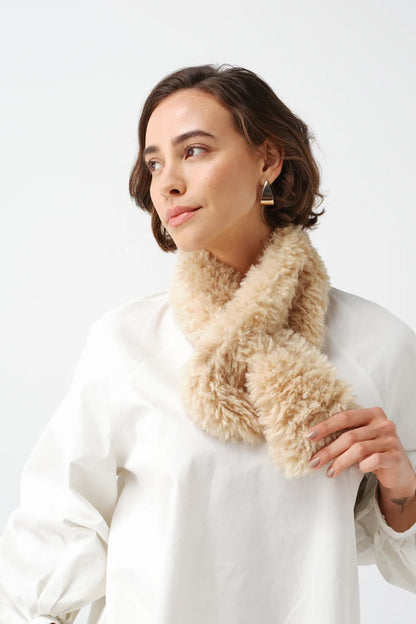 Cream Faux Sheepskin Scarf